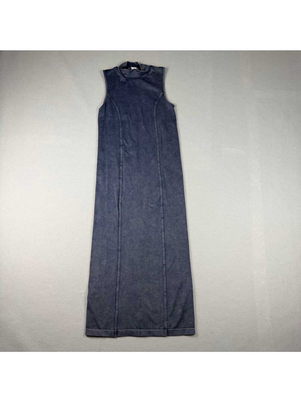 Zara Blue Acid Wash Mock Neck Maxi Dress M-L